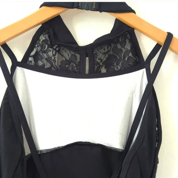 (2) NWT New Dancewear Black Mesh Lace Halter Tank Leotards Dance Gymnastics M - Picture 8 of 8